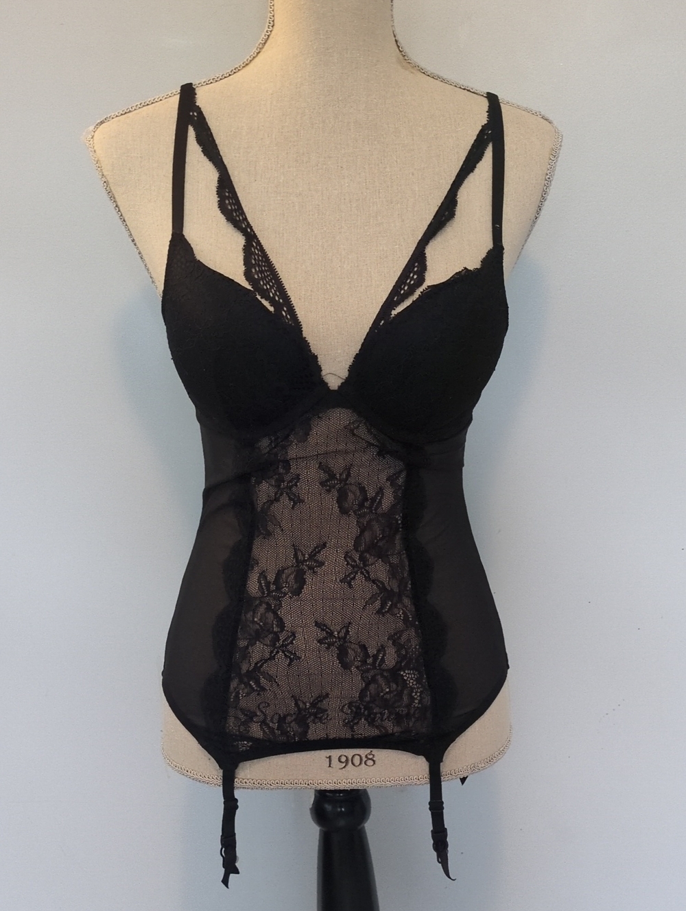 La Senza Black Lace Lingerie Bodysuit S